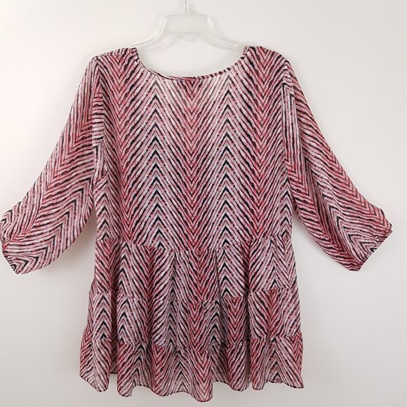 AB Studio Semi-Sheer Ruffled Top, lining - Picture 2 of 5